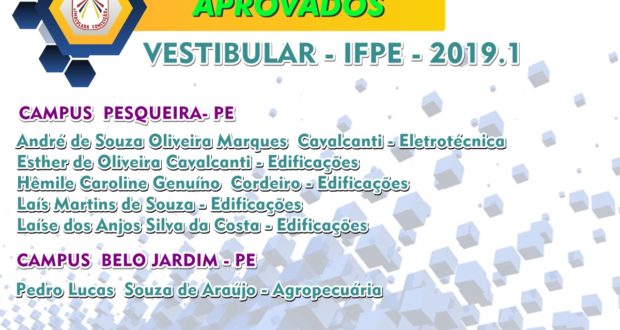 (Boa Aprovação!) Ex-alunos do Educandário Imaculada Conceição foram aprovados no IFPE-Campus Pesqueira e, um deles em Agropecuária no Campus de Belo Jardim!