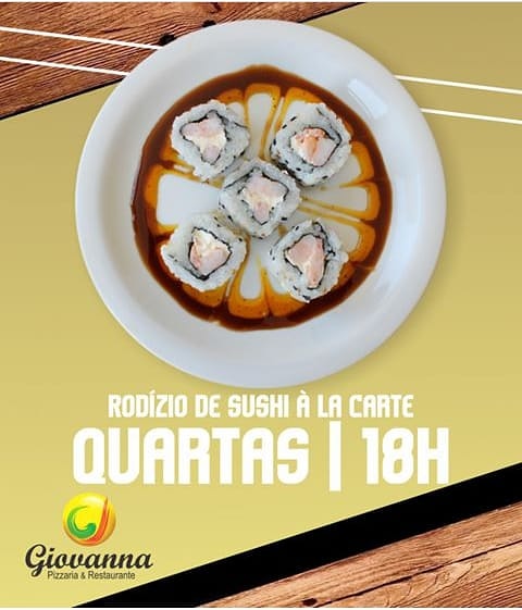 É amanhã o Rodízio do Sushi na Pizzaria Giovanna