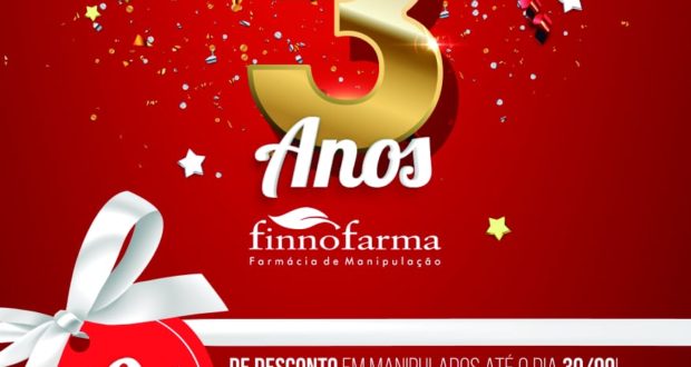 (Ela está de Aniversário e tem Promoção!) A Finnofarma completa 3 anos proporcionando Saúde e uma melhor Qualidade de Vida para você, seus familiares e amigos